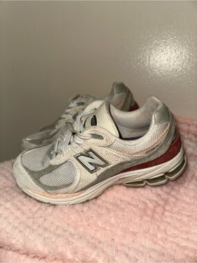 New Balance Light Gray with Burgundy Accent Sneakers